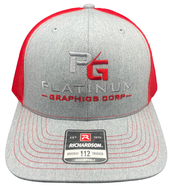 Platinum Graphics Richardson 112 6 Panel Split Color: Heather Grey/Red