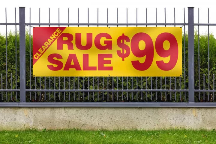 Custom banner hanging on fence