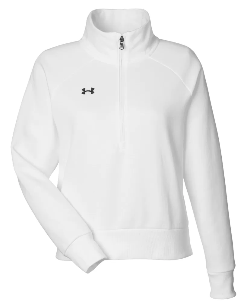 Women's Under Armour Rival fleece, quarter-zip white jacket