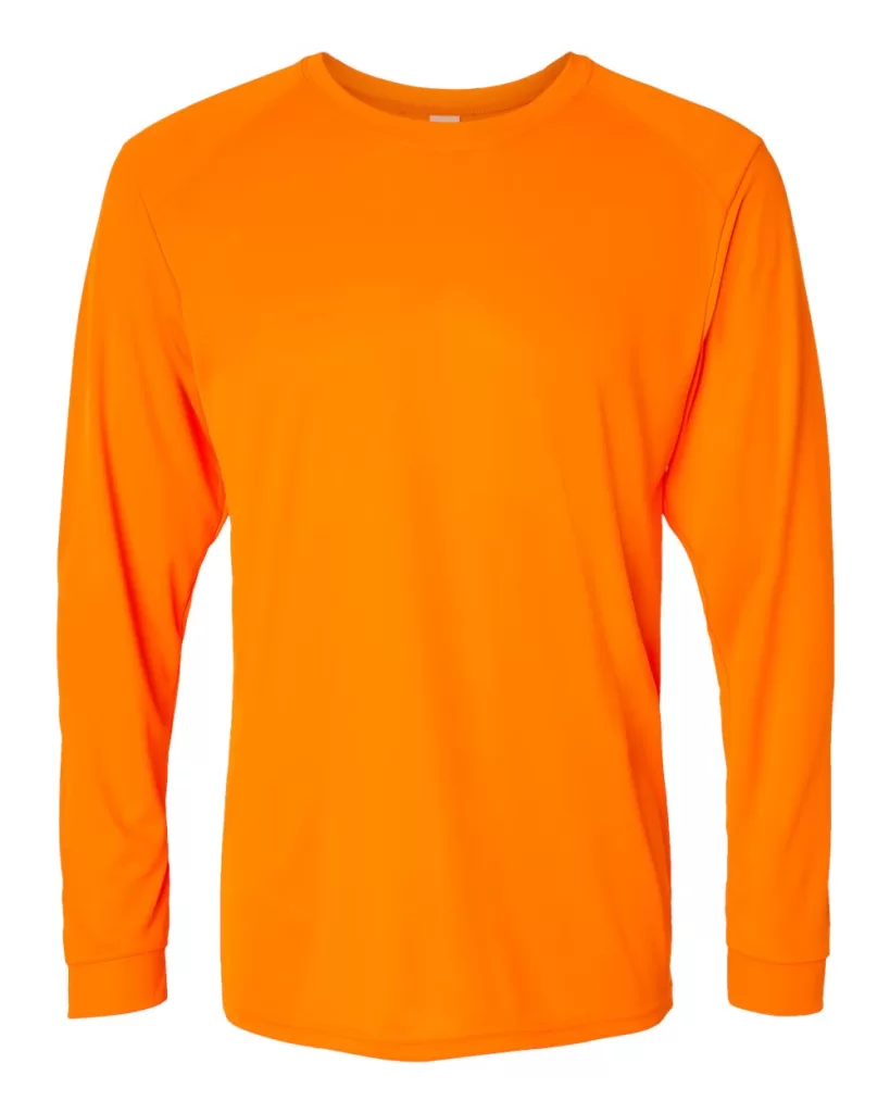 Premium long sleeve UV polyester neon orange t-shirt